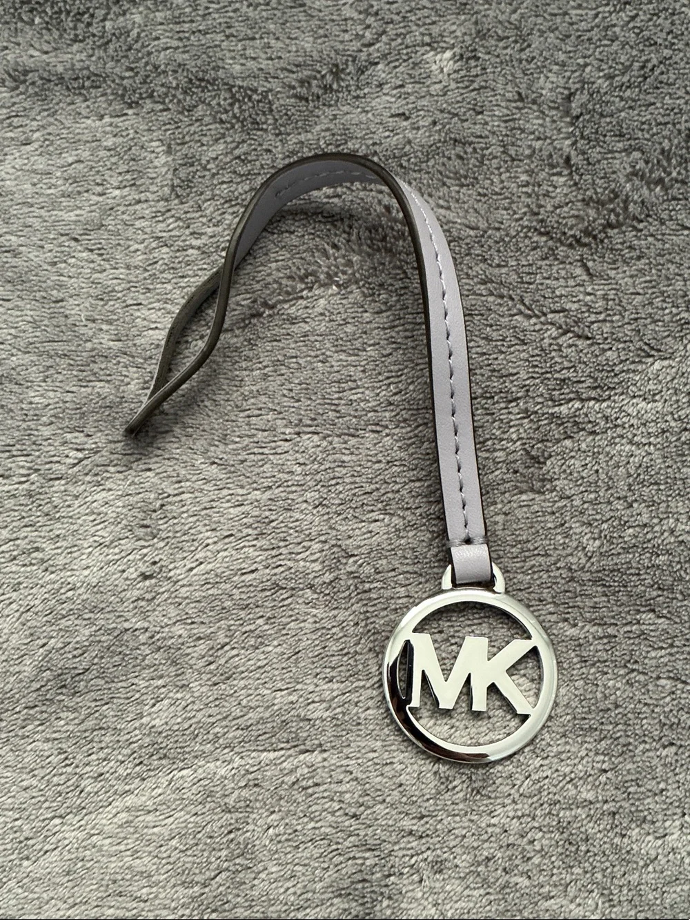 Michael Kors Lilac Leather Strap Key Fob Bag Charm with Silver MK Logo